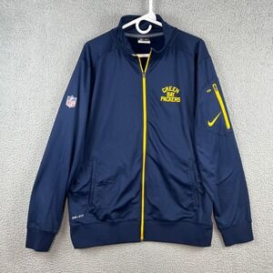 Nike Green Bay Packers NFL Onfield Apparel Navy Blue Dri-FIT Track Jacket Mens M